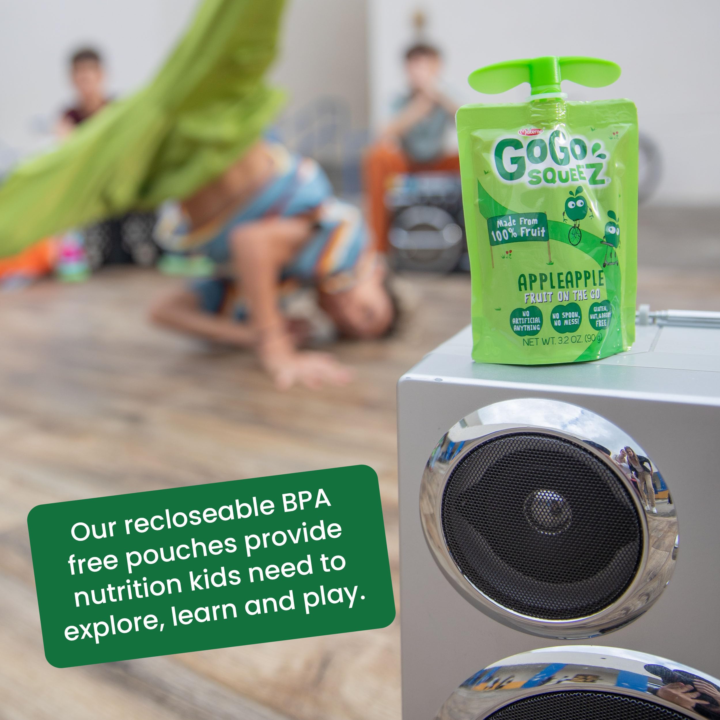 GoGo squeeZ Applesauce and Fruit Puree Pouches - Apple Cinnamon Flavor, 3.2 oz (Pack of 12) | Unsweetened, Gluten Free, Nut Free, Dairy Free Kids Snacks | BPA Free with Recloseable Cap | Perfect for School Lunches, Road Trips and Healthy On-the-Go Snacking