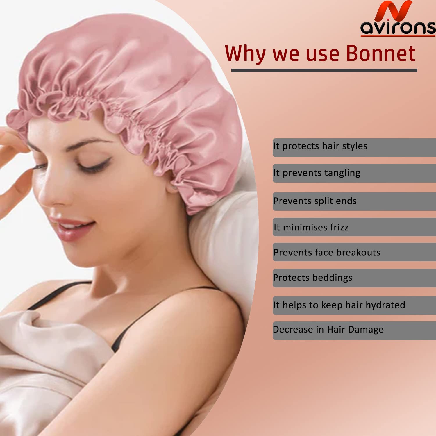 Avirons Reversible Pure Satin Sleep Cap for Women with Free 3 Scrunchies | Adjustable Silk Hair Bonnet for Nighttime Hair Protection | Perfect for Curly, Natural & Protective Hairstyles | Great Gift for Black Women