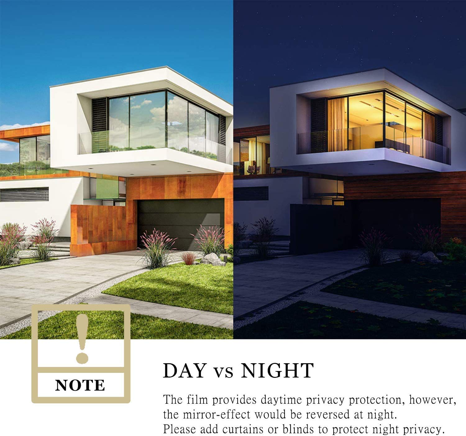 WochiTV One Way Window Film - Static Cling Reflective Privacy Tint for Home, Heat Control & UV Sun Blocking, Non-Adhesive Mirror Film (Blue Silver, 23.6
