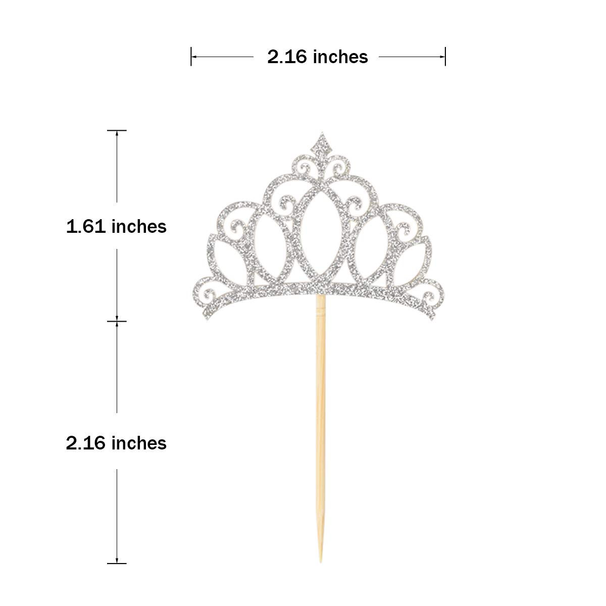 24-Piece Silver Princess Crown Cupcake Toppers | Elegant Cake Picks for Birthday, Baby Shower & Party Decorations | Perfect for Princess-Themed Celebrations, DIY Desserts & Special Occasions