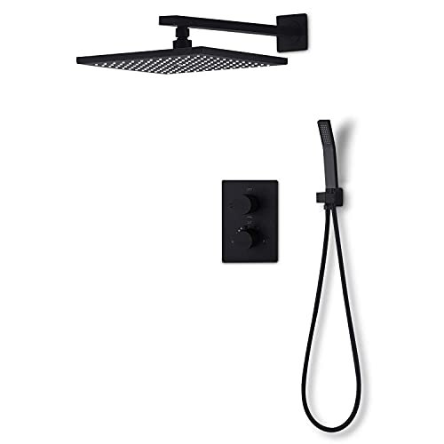 High Pressure Wall Mounted Oxygen Spray Shower Head - Black Bathroom Fixture Set for Relaxing Spa-Like Experience at Home