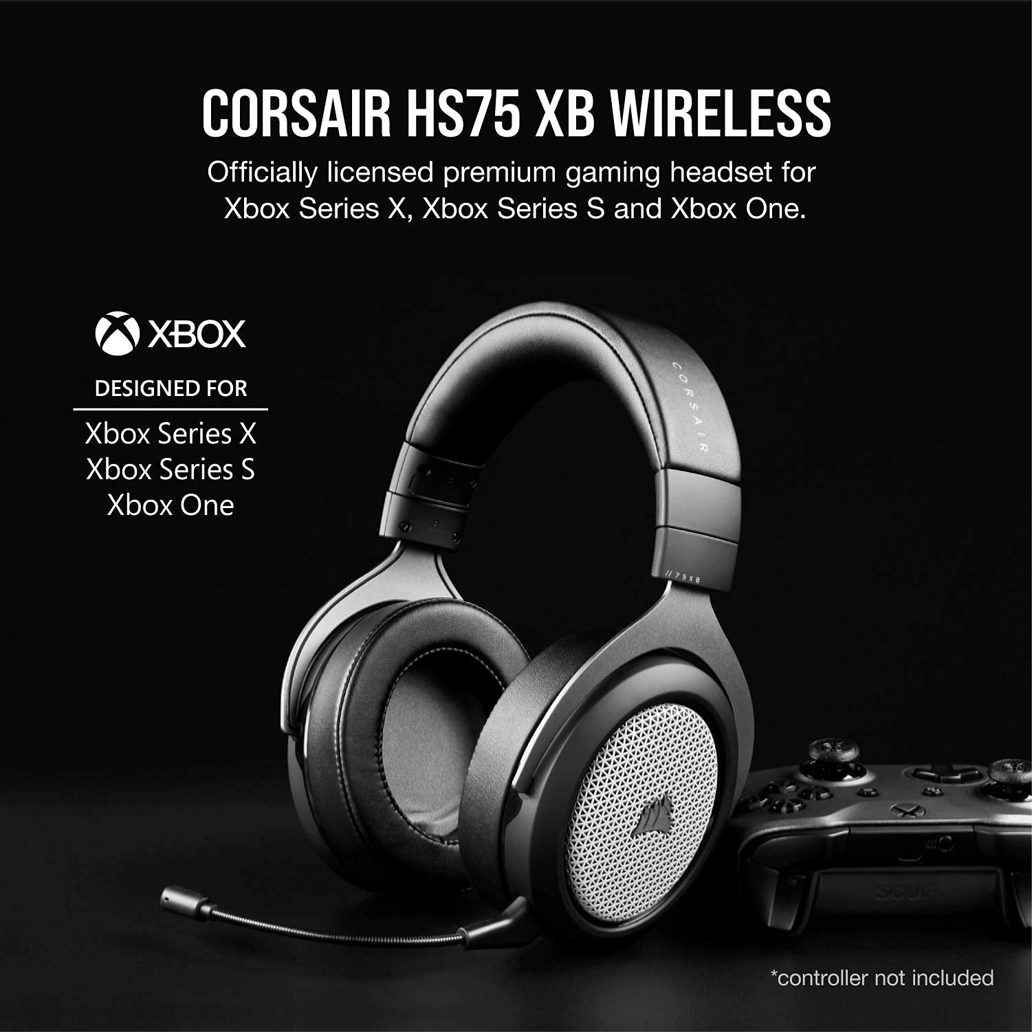 Corsair HS75 XB Wireless Gaming Headset for Xbox Series X, S & One - Black/Silver - Immersive Surround Sound for Competitive Gaming & Streaming