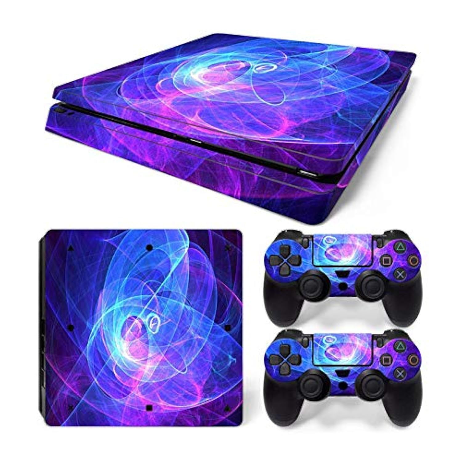Mcbazel Vinyl Decal Protective Skin Cover Sticker for PS4 Slim Console & Controller (Not Compatible with PS4/PS4 Pro) - Aura Design | Customize & Protect Your Gaming Gear | Perfect for Gaming Setups & Collectors