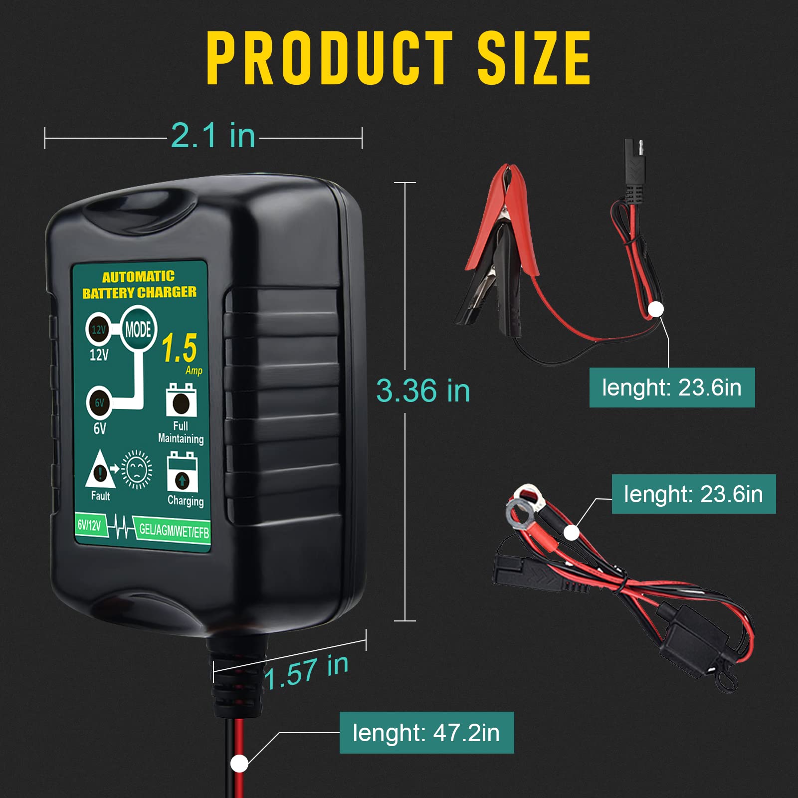 6V 12V Battery Charger for Car Motorcycle - Auto Repair & Maintenance