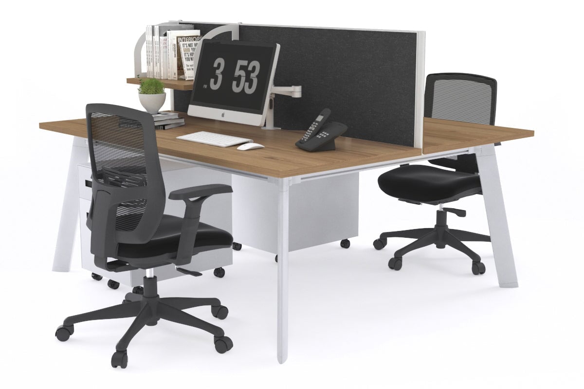 2-Person Workstation with White Frame - 1800L x 700W - Perfect for Office, Home Office, and Collaborative Workspaces