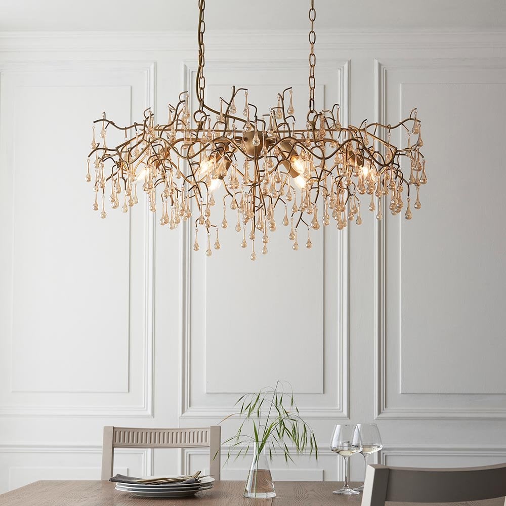 Athena 6L Kitchen Island Light - Aged Gold & Champagne Finish Pendant Lighting for Modern Farmhouse, Dining Room & Bar Counter Decor