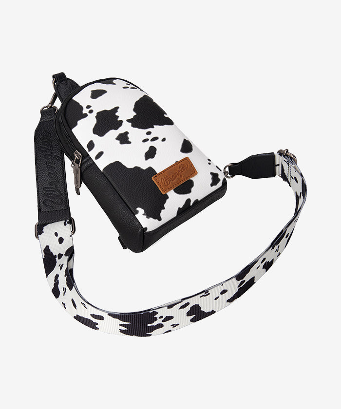 Wrangler Cow Print Sling Bag - Stylish Crossbody Shoulder Bag for Women & Men - Perfect for Travel, Hiking, and Everyday Use