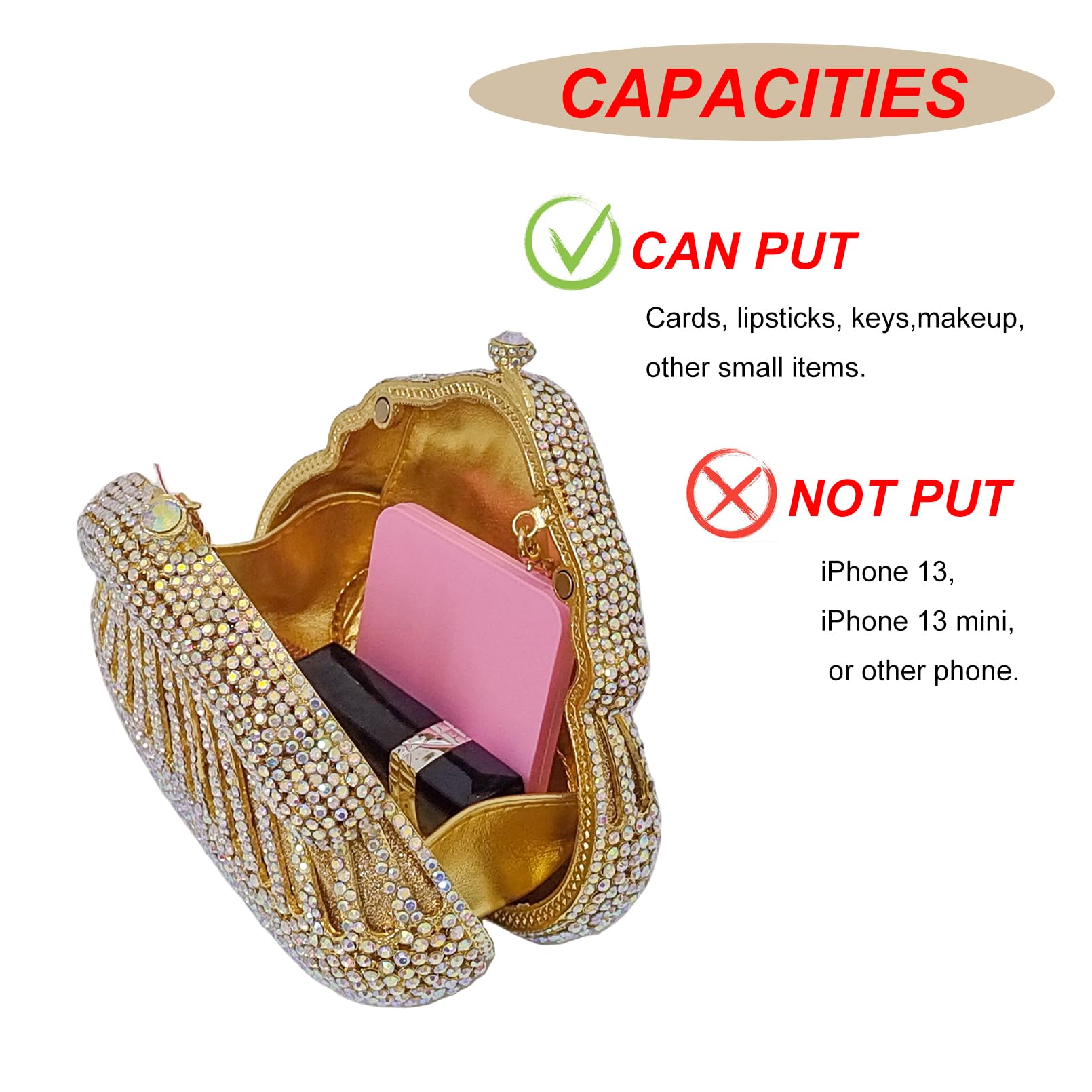 Sparkling Rhinestone Evening Clutch Purse for Women - Crystal Wedding Party Prom Handbag with Coin Wallet | Elegant Accessory for Brides, Prom, Gala & Special Events
