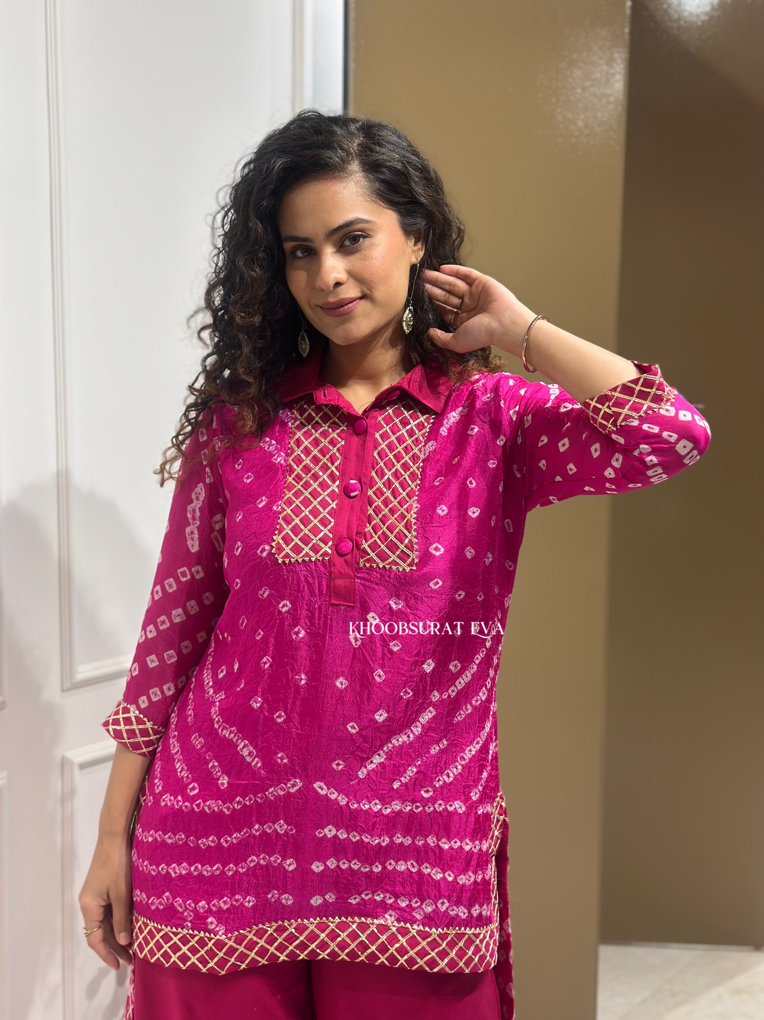 Gota Bandhej Co-Ord Set | Traditional Indian Embroidered Women's Outfit | Perfect for Festivals, Weddings & Ethnic Occasions