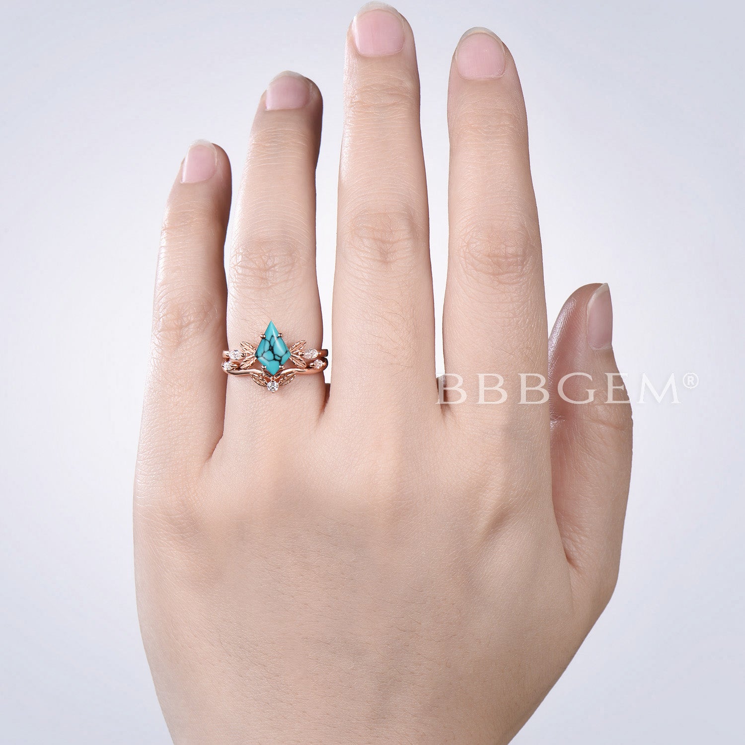Natural Turquoise Engagement Ring - Handcrafted Kite Cut Leaf Design for Women | Perfect for Weddings, Anniversaries & Special Occasions