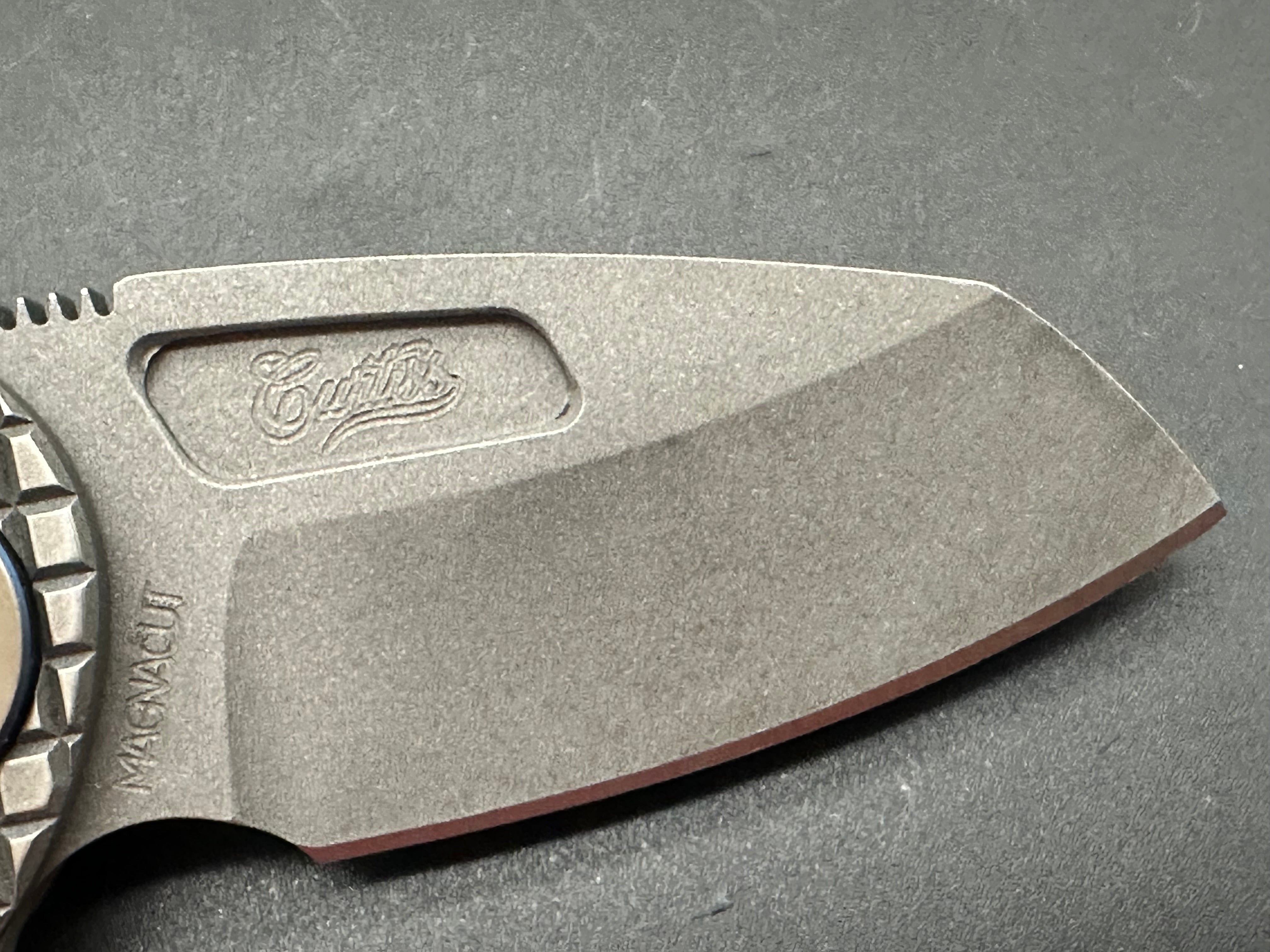 Curtiss Custom Knives F3 Compact Wharny Flipper Knife - Smooth Blasted Titanium Handle, MagnaCut Steel Blade - EDC, Outdoor, Tactical & Survival Use