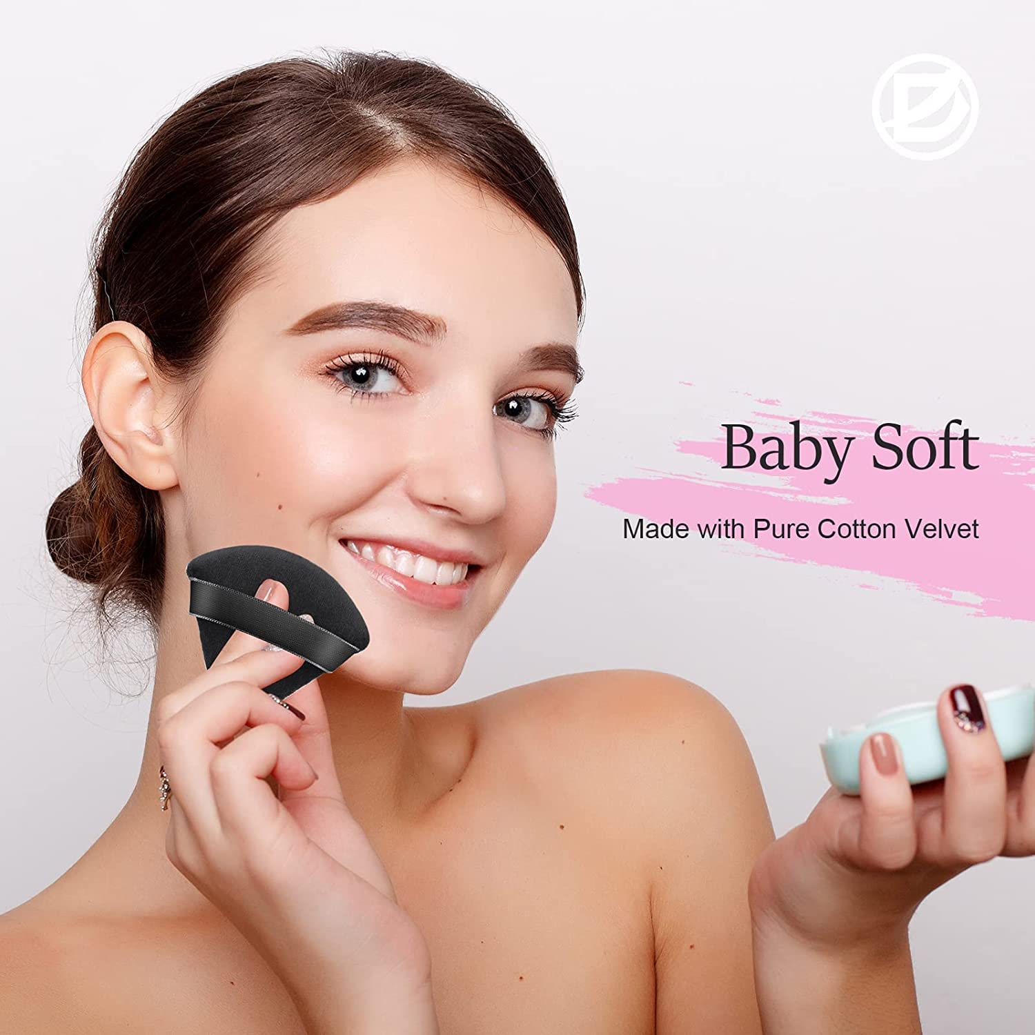 Premium Velour Powder Puff - Soft Triangle Makeup Sponge for Setting Powder, Contouring Under Eyes & Face (Black) | Perfect for Professional Makeup & Travel Touch-Ups