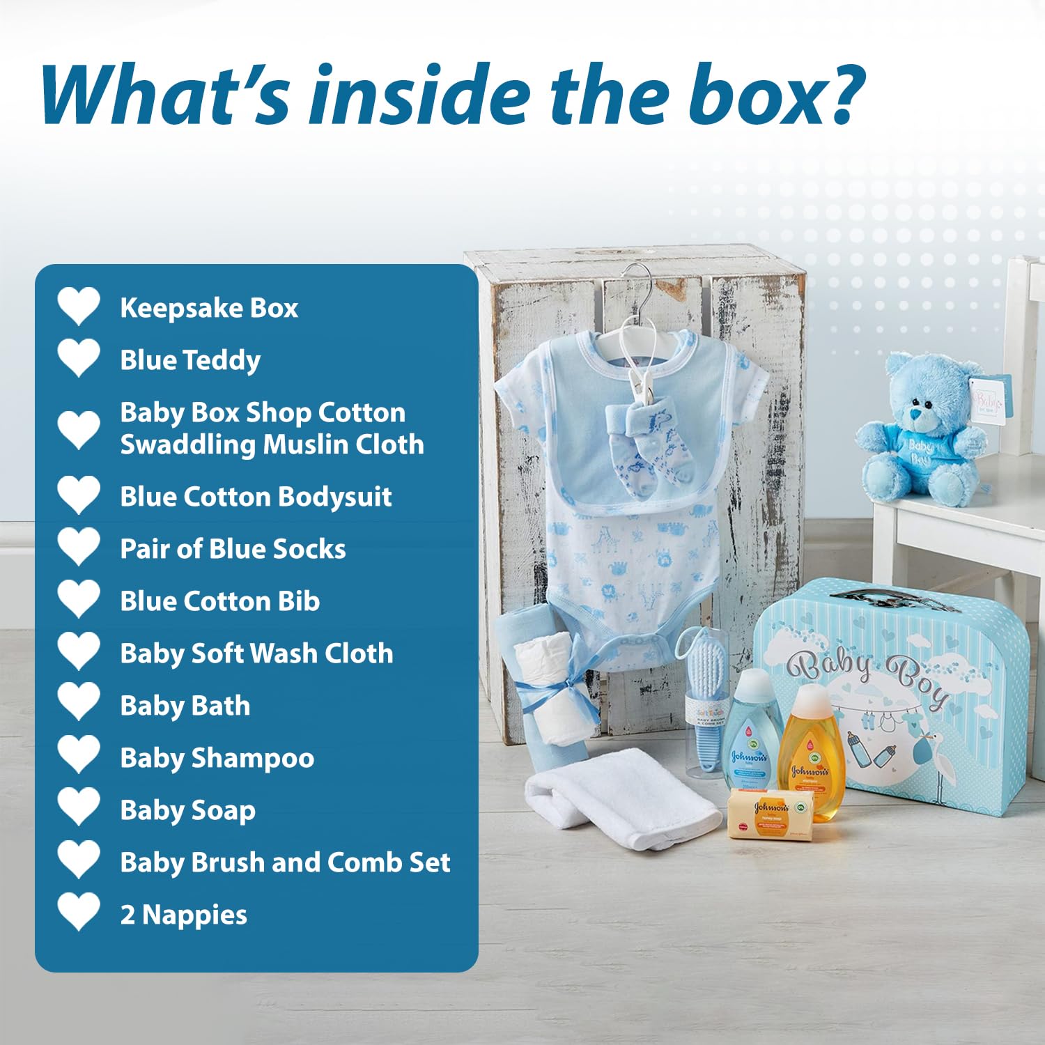 Premium 12-Piece Newborn Baby Boy Gift Set - Essential Baby Shower Gifts for Boys | Soft Blue Baby Clothes, Blankets & Accessories | Perfect Welcome Home, Christening & First Birthday Present