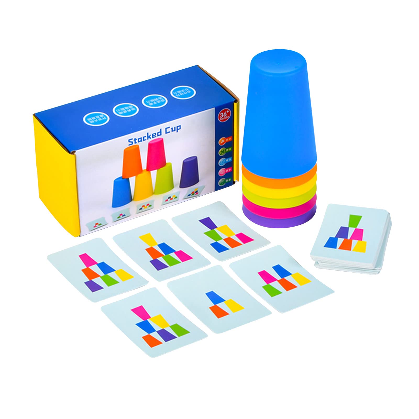 AMQY Speed Stacking Cups Game Set - 50 Challenge Toys with 6 Colorful Cups for Kids & Adults - Educational Stacking Game for Toddlers, Boys, Girls, Teens - Perfect for Family Game Night, Classroom Activities & Brain Training Exercises