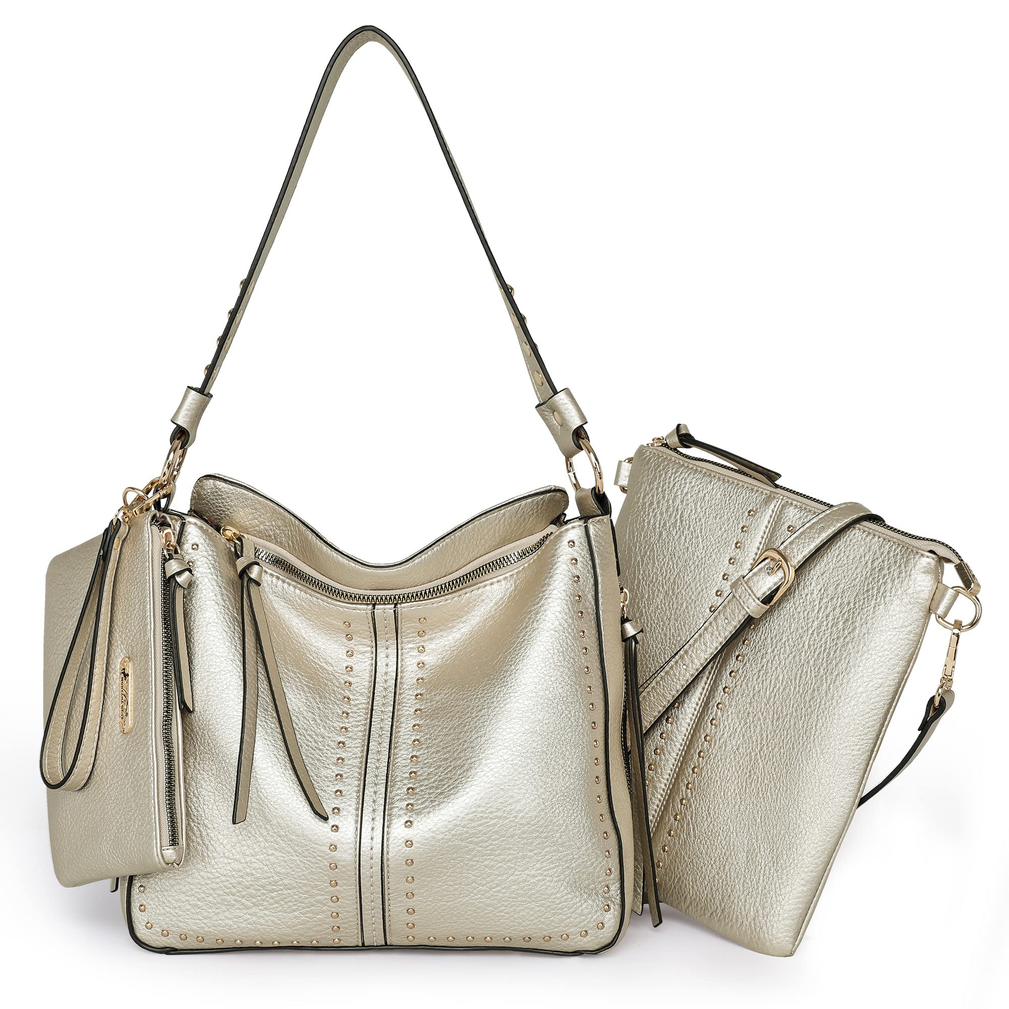 Montana West Women's Vegan Leather Concealed Carry Tote & Hobo Shoulder Bag Set (3-Piece) - Stylish Handbags for Everyday Use, Work, and Travel