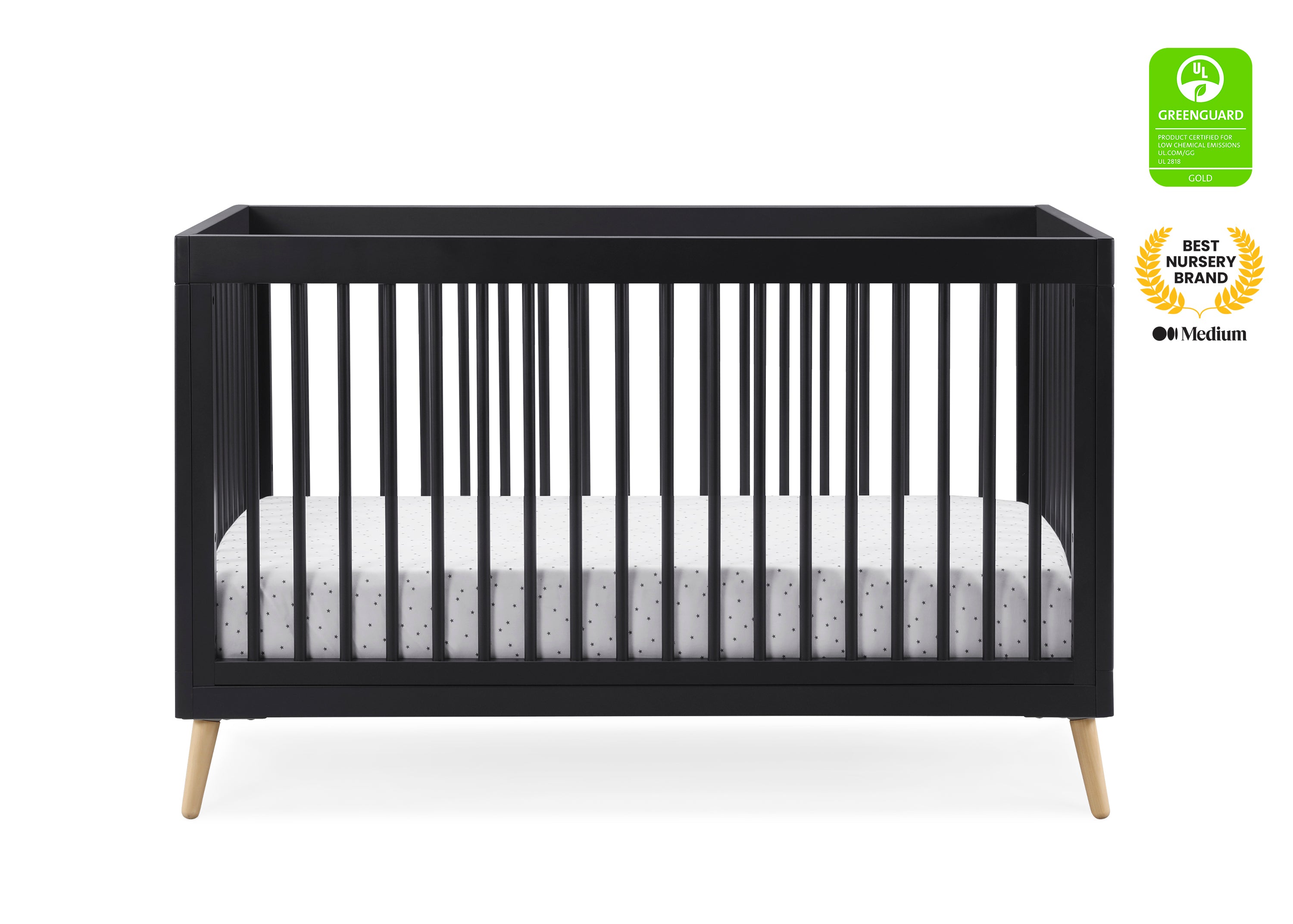 Jordan 4-in-1 Convertible Baby Crib - White Nursery Furniture for Newborn to Toddler | Bedroom, Daycare & Nursery Essentials