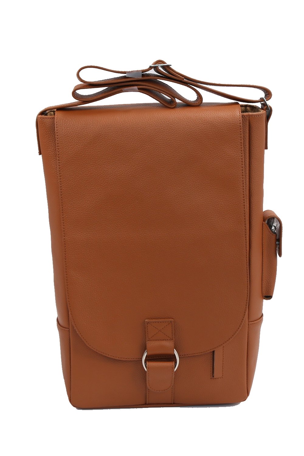 Vino2 Genuine Leather Wine Tote Bag - 2 Bottle Capacity Messenger Style Carrier (Brown) - Perfect for Picnics, Parties & Wine Tasting Events