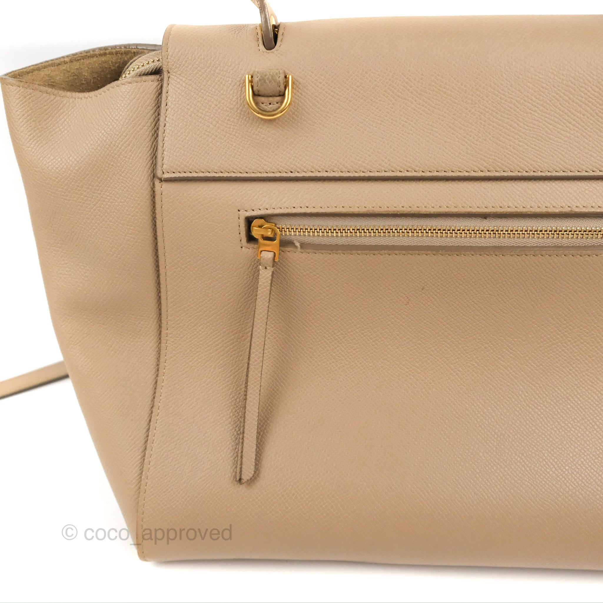 Celine Mini Belt Bag in Light Taupe - Genuine Grained Calfskin with Gold Hardware | Perfect for Everyday Use, Work & Travel