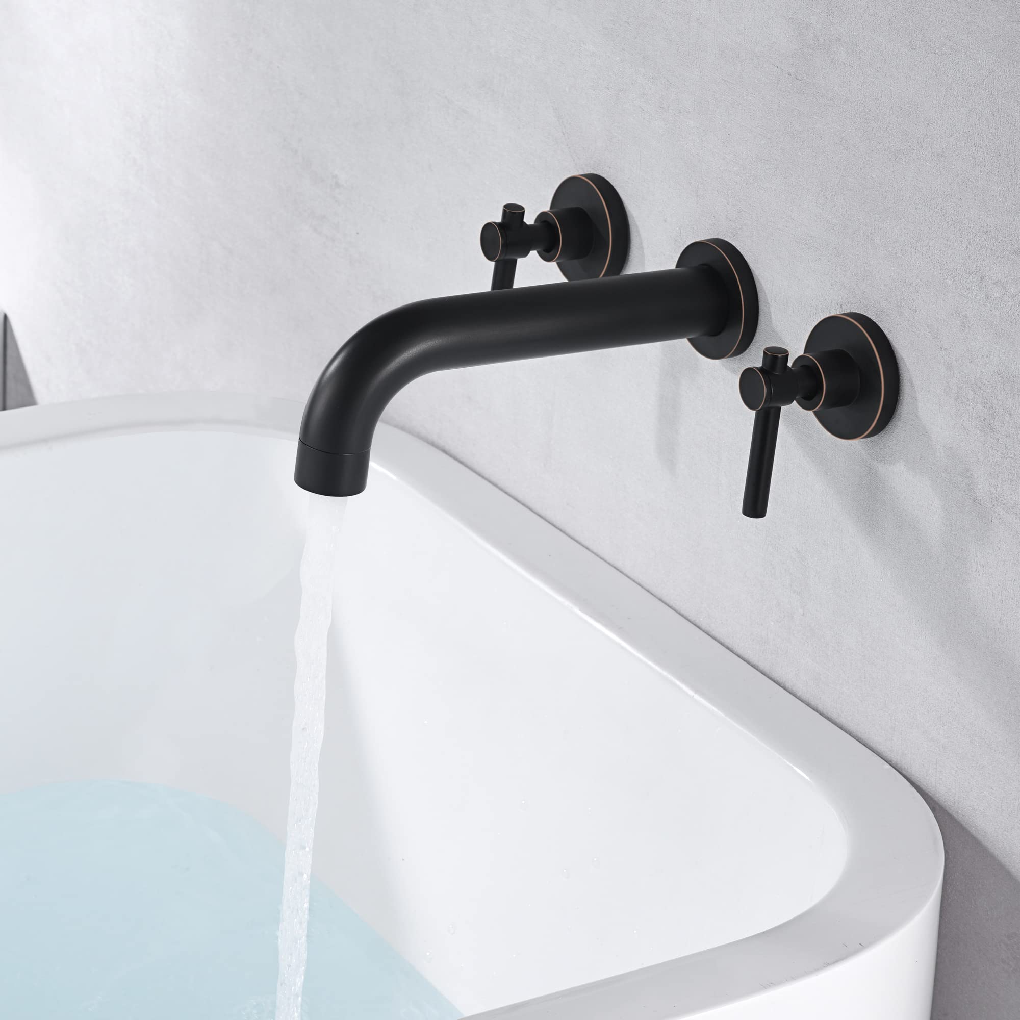 Sumerain Oil Rubbed Bronze Wall Mount 3-Hole Bathtub Faucet with Lever Handles - Perfect for Bathroom Renovation, Spa Retreat & Luxury Tub Filling