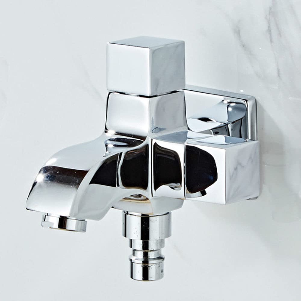 American Style Brass Wall Mounted Black Square Bathroom Faucet - Single Cold Water Quick Opening Tap for Washing Machine & Mop Sink (SY004C) | Durable Brass Construction for Laundry Room & Utility Sink Use