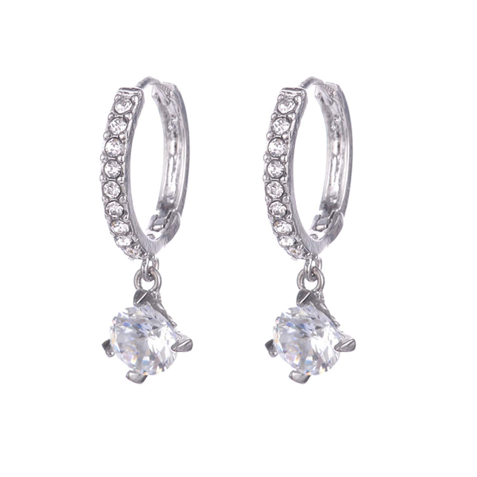 Luxury Small Diamond Earrings - Korean Style Fashion Jewelry for Valentine's Day Gift (Silver, One Size) | Perfect for Date Night, Party & Special Occasions
