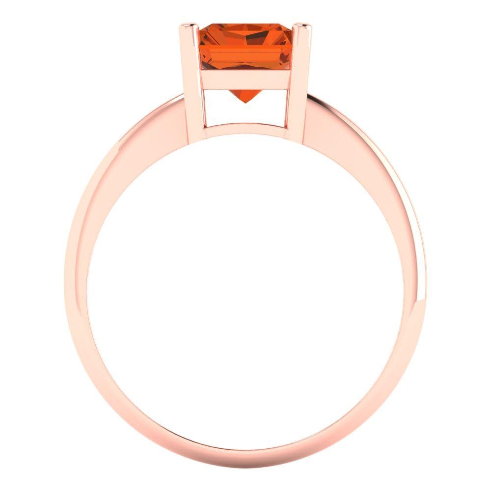 2.5ct Radiant Cut Red Simulated Diamond Engagement Ring - 18K Rose Gold Solitaire Wedding Band for Women | Anniversary, Promise & Bridal Jewelry Gift