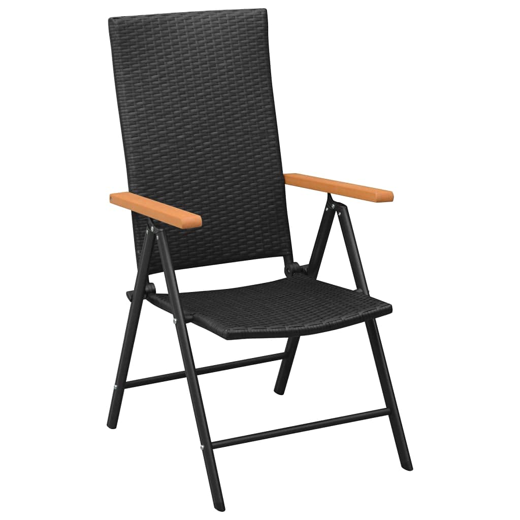 3-Piece Outdoor Dining Set - Patio Furniture Table and Chairs with Collapsible Design for Garden, Backyard, Balcony, Poolside | Fast Shipping | Durable Black & Brown Weather-Resistant Set for Al Fresco Dining and Relaxation