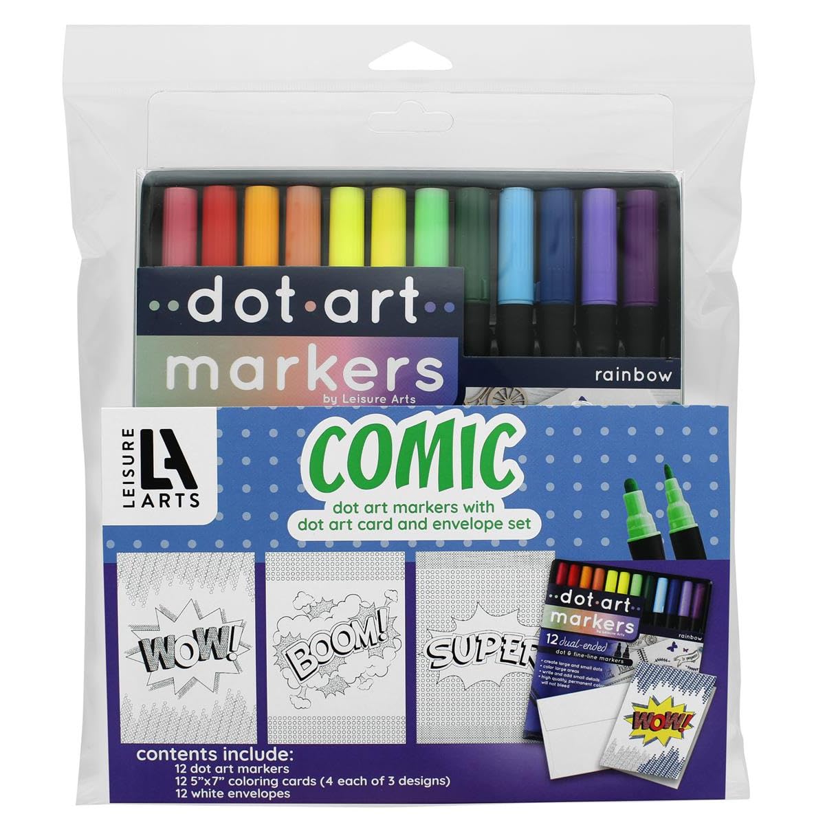 Leisure Arts Dot Art - Cosmic Card & Envelope Set with Markers, 5