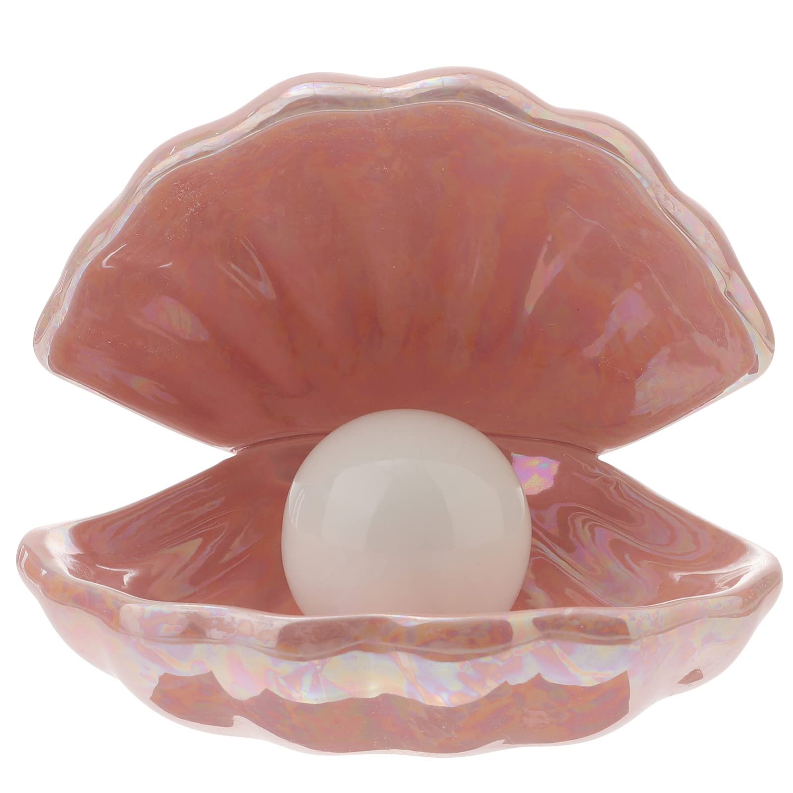 HOMSFOU Shell Pearl Night Light - Ceramic Desktop & Bedside Lamp for Bedroom, Home Decor Nightlight with Elegant Pearl Design | Perfect for Nursery, Kids Room, and Relaxing Ambiance