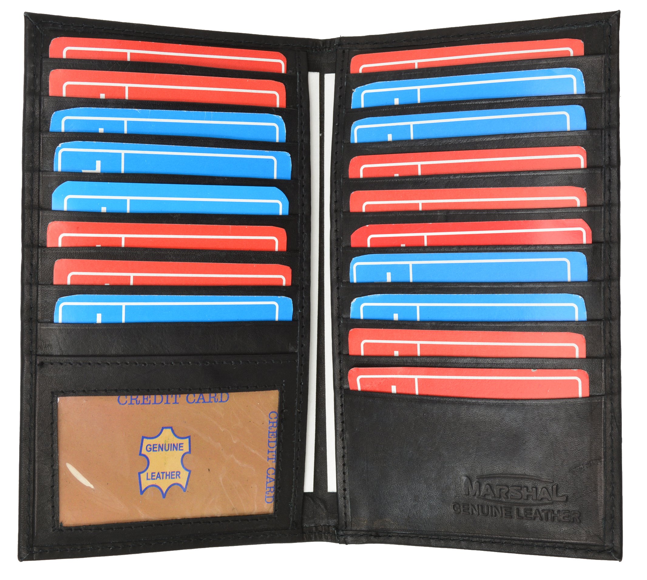 Genuine Leather Credit Card Holder Wallet - 19 Card Slots & ID Window - Slim RFID Blocking Wallet for Men & Women - Perfect for Travel, Business & Everyday Use (Black)