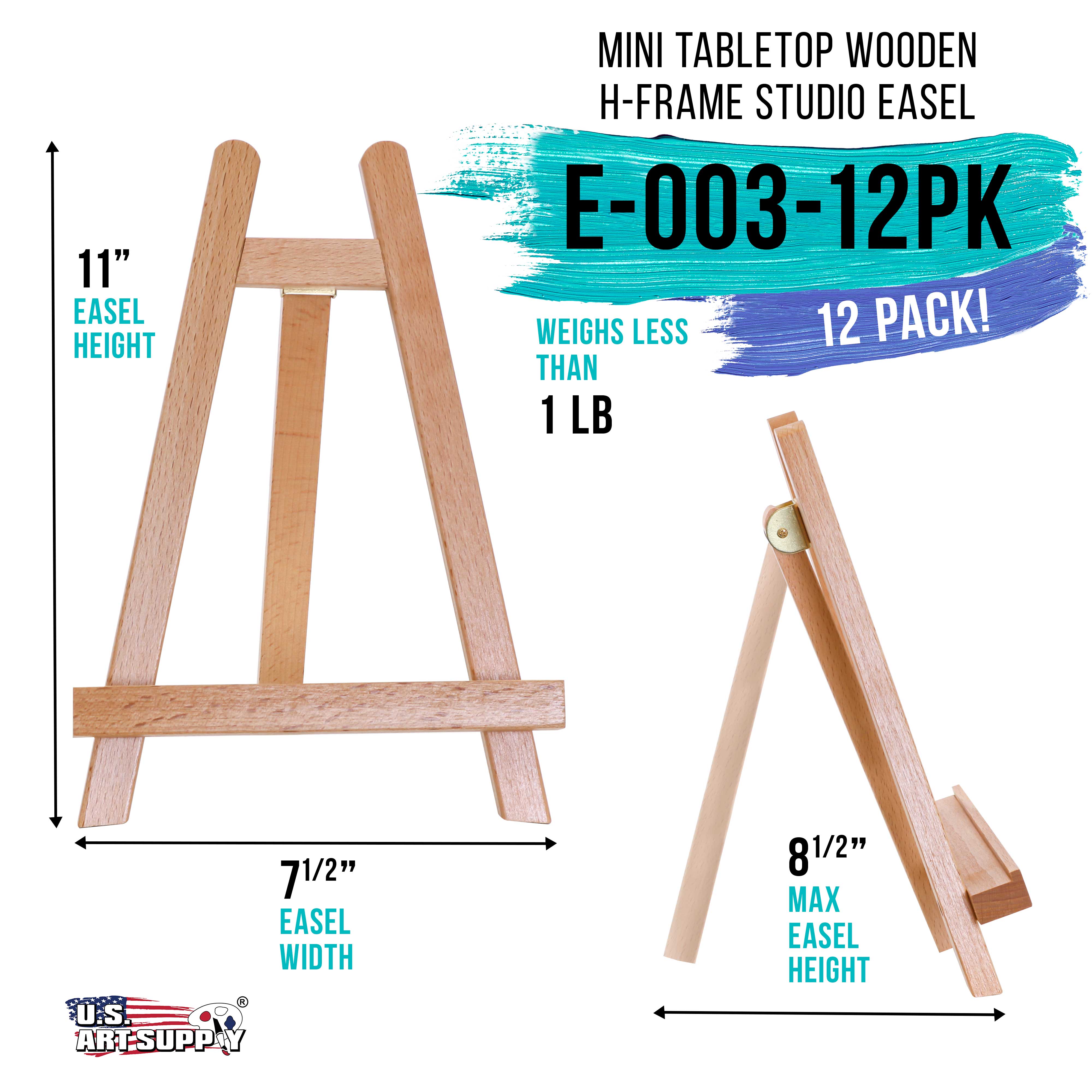 10.5 Inch Small Wooden Tabletop Easel (12 Pack) - A-Frame Canvas Holder for Painting, Art Display & Photo Stand - Perfect for Artists, Classrooms & Home Decor