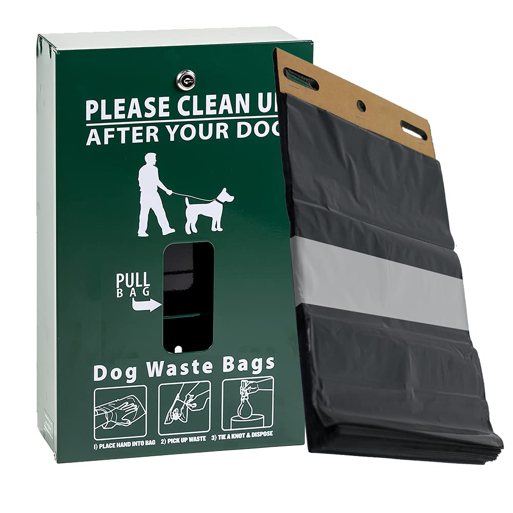 Premium Dog Waste Dispenser with 400 Free Poop Bags - Eco-Friendly Gloss Green Design for Easy Cleanup | Perfect for Walking, Hiking & Park Visits