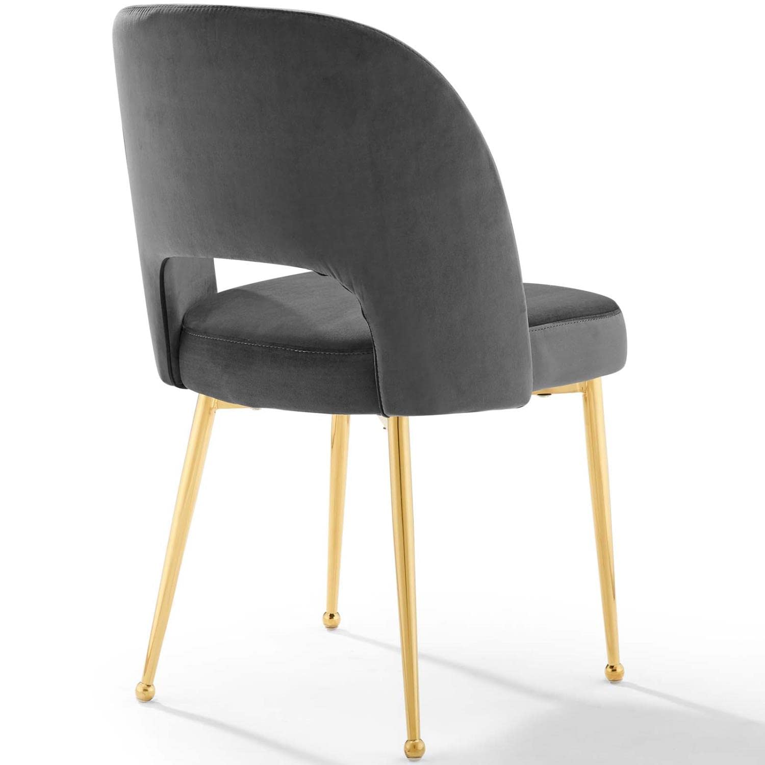 Modway Rouse Dining Room Side Chairs Set of 2 - Modern Charcoal Upholstered Kitchen Chairs with Sturdy Metal Legs for Dining Table, Breakfast Nook, or Office Workspace