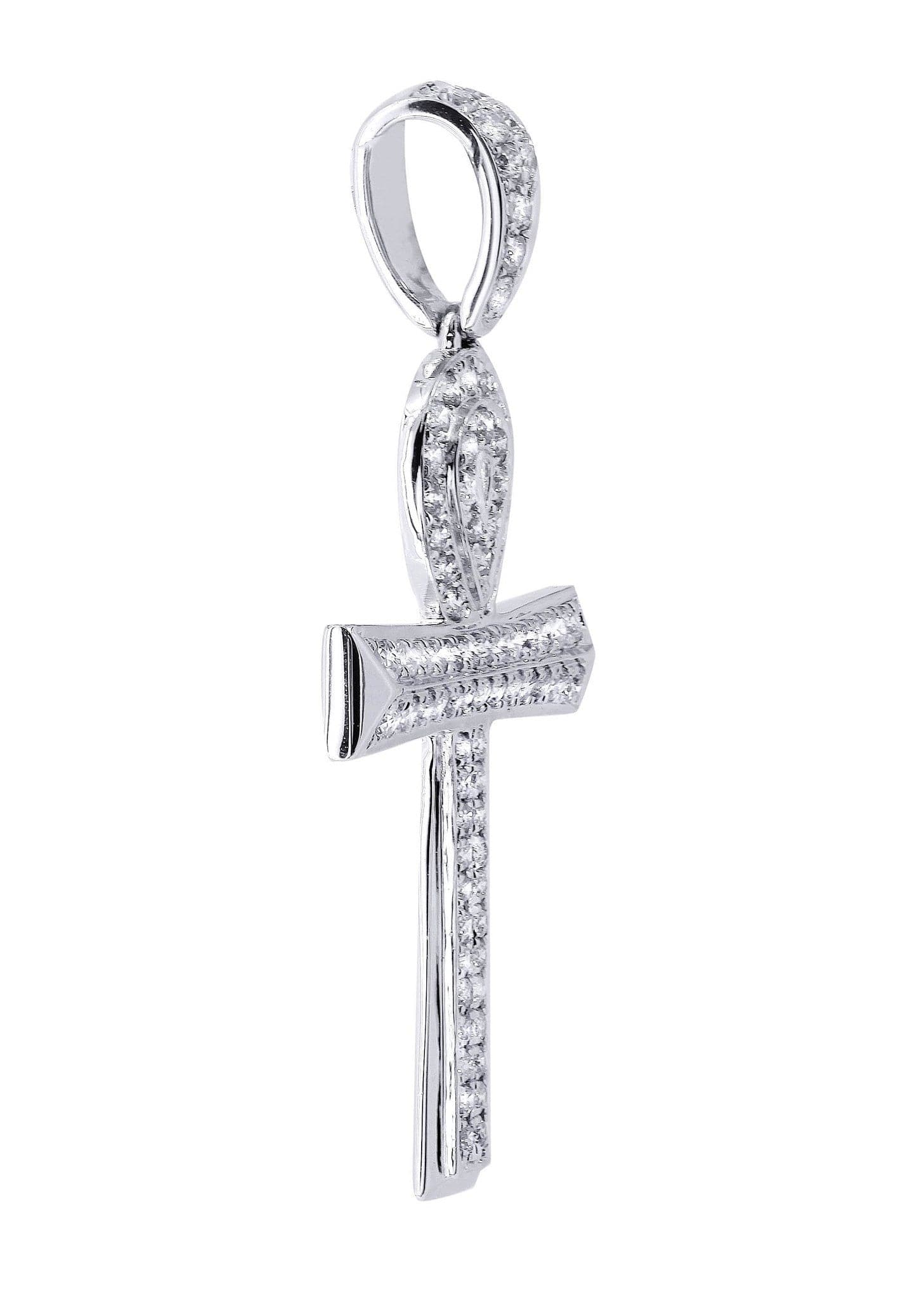 0.81 Carat Diamond Ankh Pendant Necklace - 3.33 Grams 14K Gold/Platinum - Egyptian Cross Jewelry for Women - Perfect for Gifts, Weddings & Spiritual Occasions