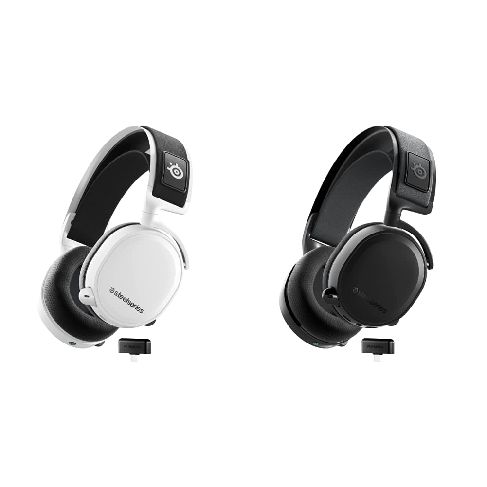 SteelSeries Arctis 7+ Wireless Gaming Headset - Lossless 2.4GHz Audio, 30-Hour Battery, USB-C, 7.1 Surround Sound (White/Black) | Perfect for PC, PS5, Xbox & Mobile Gaming