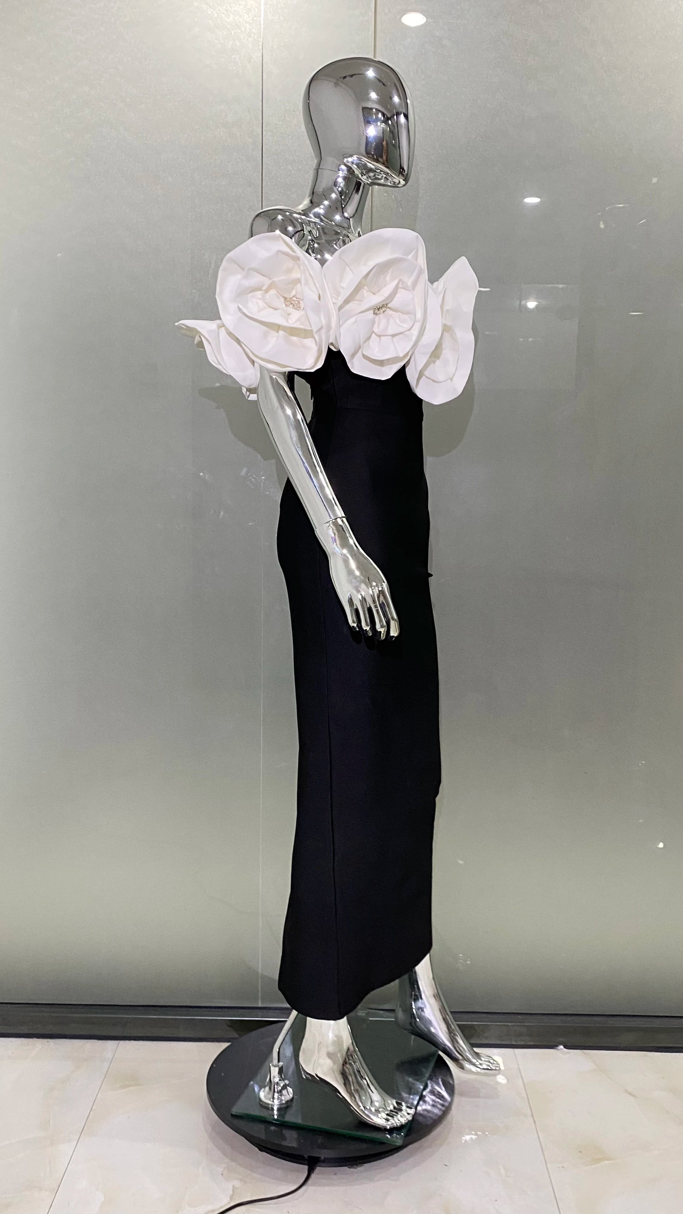 2024 New Women's Sexy Floral Off-Shoulder Bodycon Bandage Long Dress for Evening Parties, Date Nights & Special Occasions - Elegant & Fashionable Celebration Gown