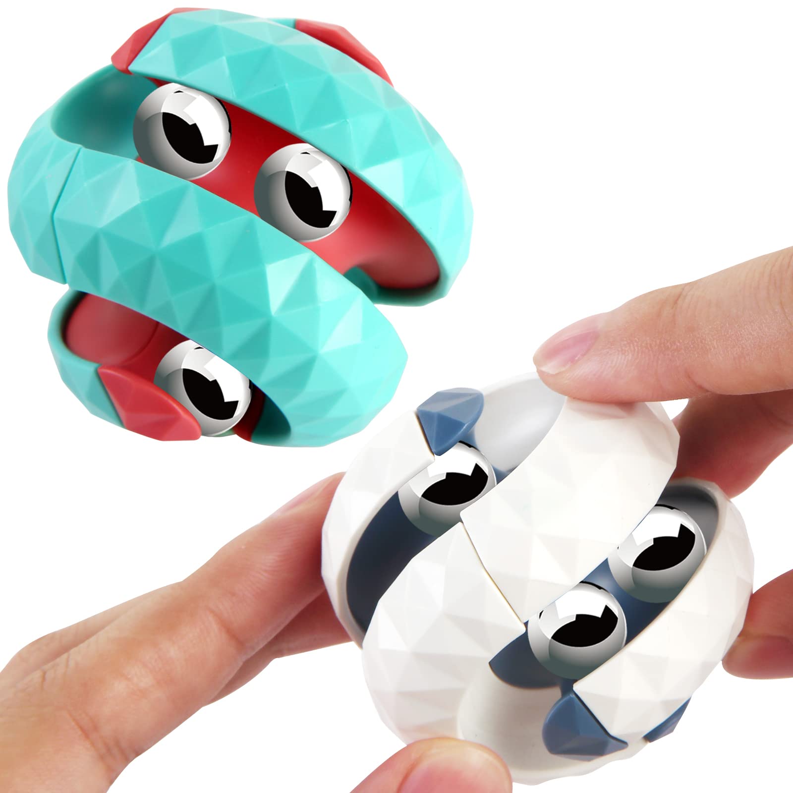2PCS Orbit Ball Fidget Spinner Toy - Stress Relief Cube with Infinite Flip Track Puzzle Game for Kids & Adults - Perfect for Easter, Halloween, Birthday Party Favors (Green) - Great for Office, Classroom, Travel and Anxiety Relief