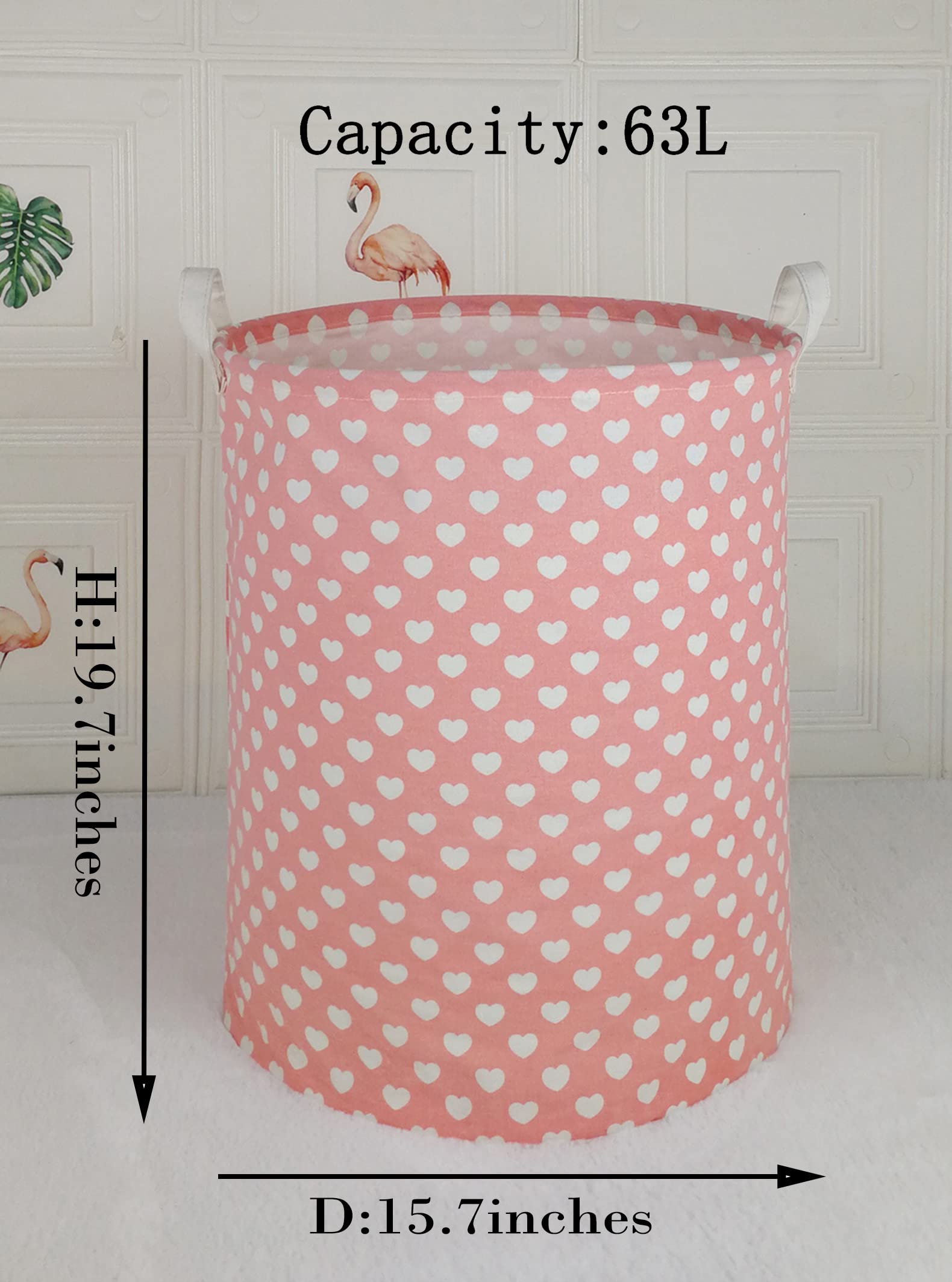 Pink Collapsible Laundry Basket for Kids - Waterproof Nursery Hamper, Large Canvas Toy Storage Bin & Clothes Organizer for Girls Bedroom | Perfect for Nursery Decor, Playroom Organization & Baby Clothes Storage