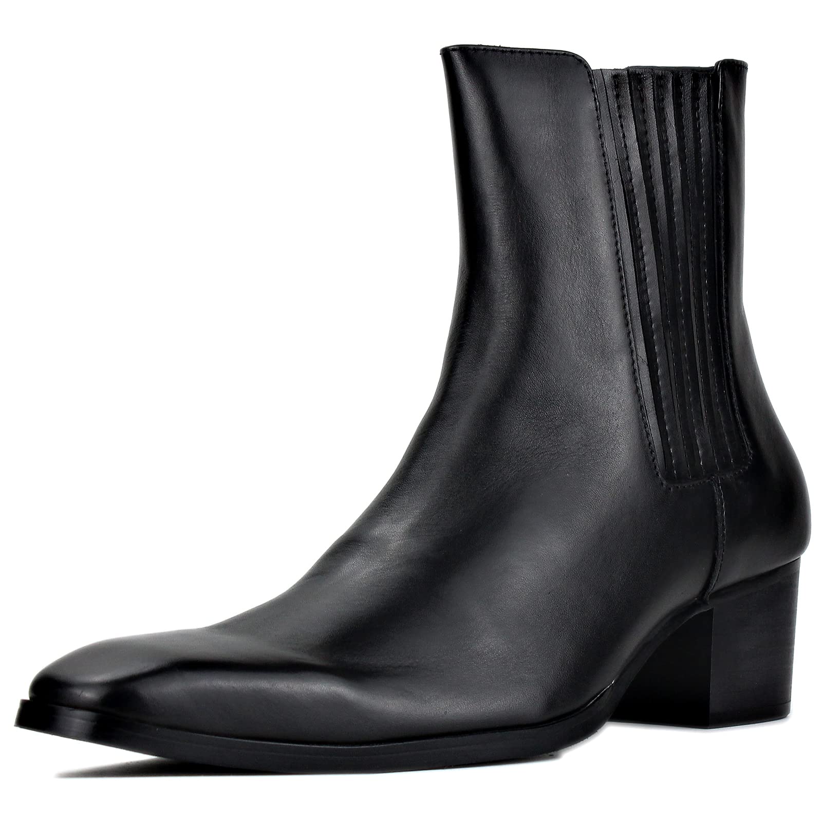 OSSTONE Men's Chelsea Ankle Boots - Genuine Leather Chukka Boots with Heel, Retro Dress Boots for Casual & Formal Wear (JY043-US-R) - Perfect for Office, Date Night & Outdoor Events