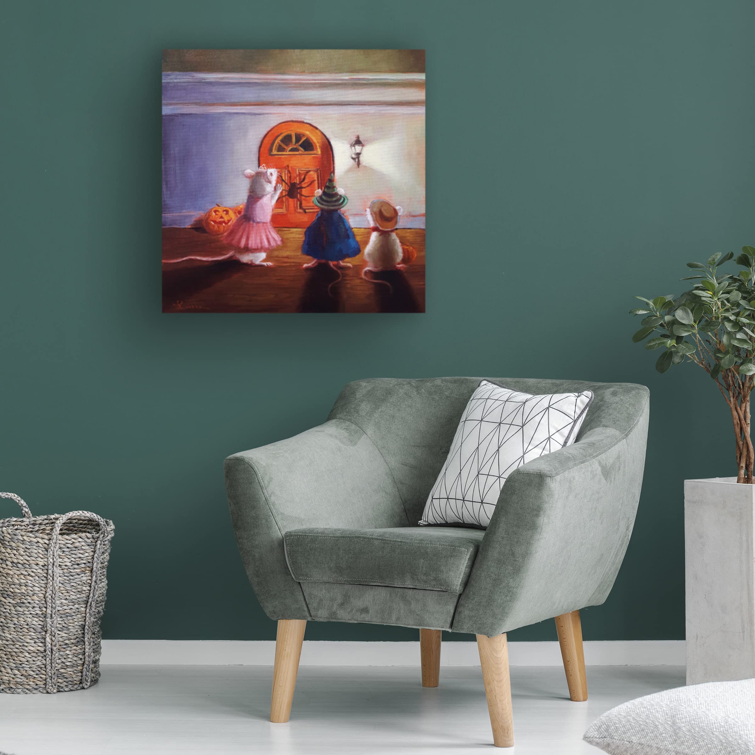 Lucia Heffernan 'After Hour Trick or Treat' Halloween Canvas Wall Art - Spooky Decor for Living Room, Bedroom & Office
