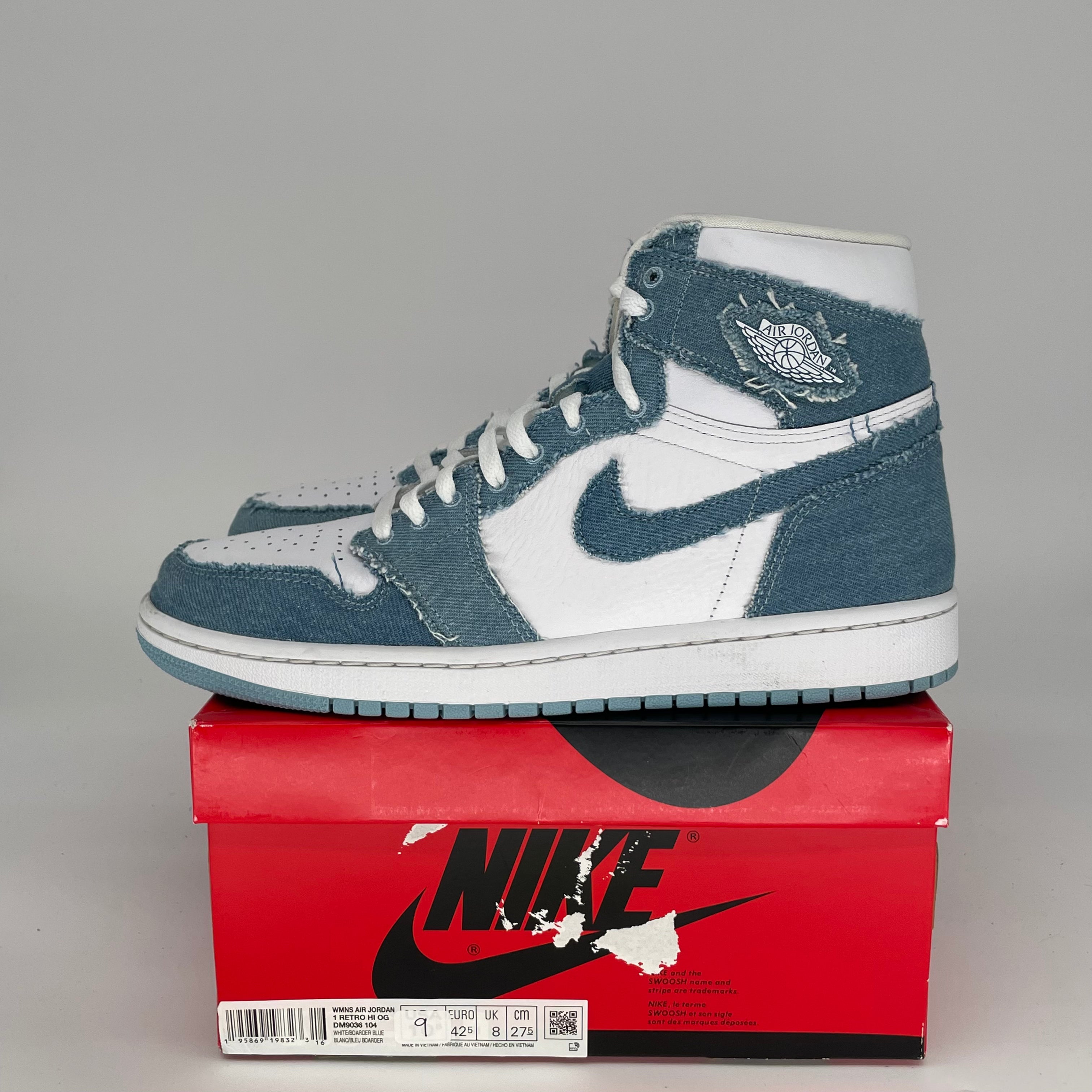 Original Air Jordan 1 Retro High OG 'Denim' Women's Size 9/10.5W Sneakers DM9036-104 - Perfect for Streetwear Fashion & Casual Outfits