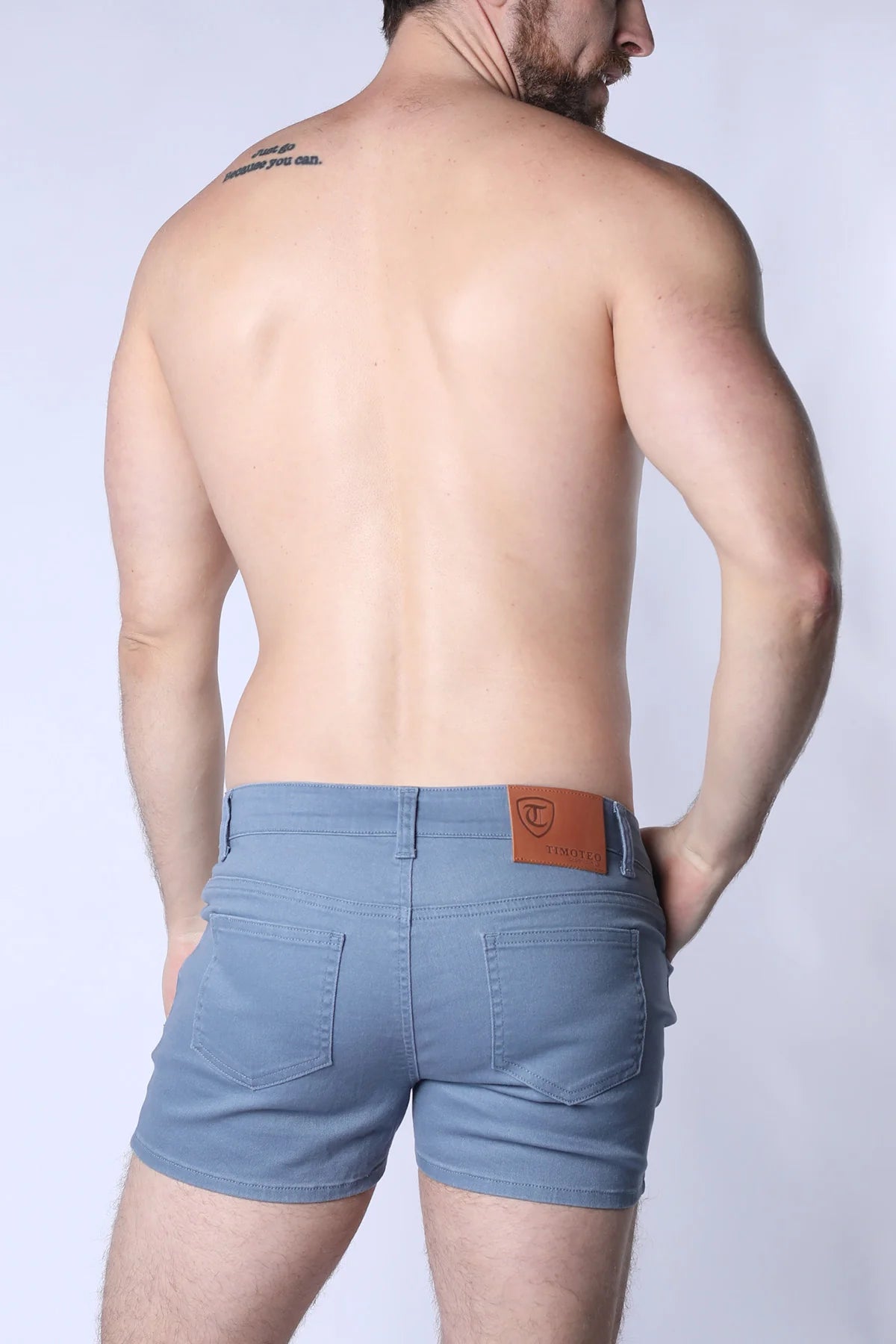 Timoteo Amalfi 3 Slim Fit Super Stretch Cotton Twill Shorts for Men - Blue Casual Summer Shorts | Perfect for Beach, Gym & Everyday Wear