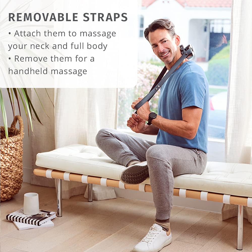 Homedics Cordless Neck & Body Massager with Heat - Portable Deep Tissue Massage for Shoulders, Back & Legs - Gel Nodes, Adjustable Straps, 50-Min Runtime - Perfect for Post-Workout Recovery, Office & Home Relaxation