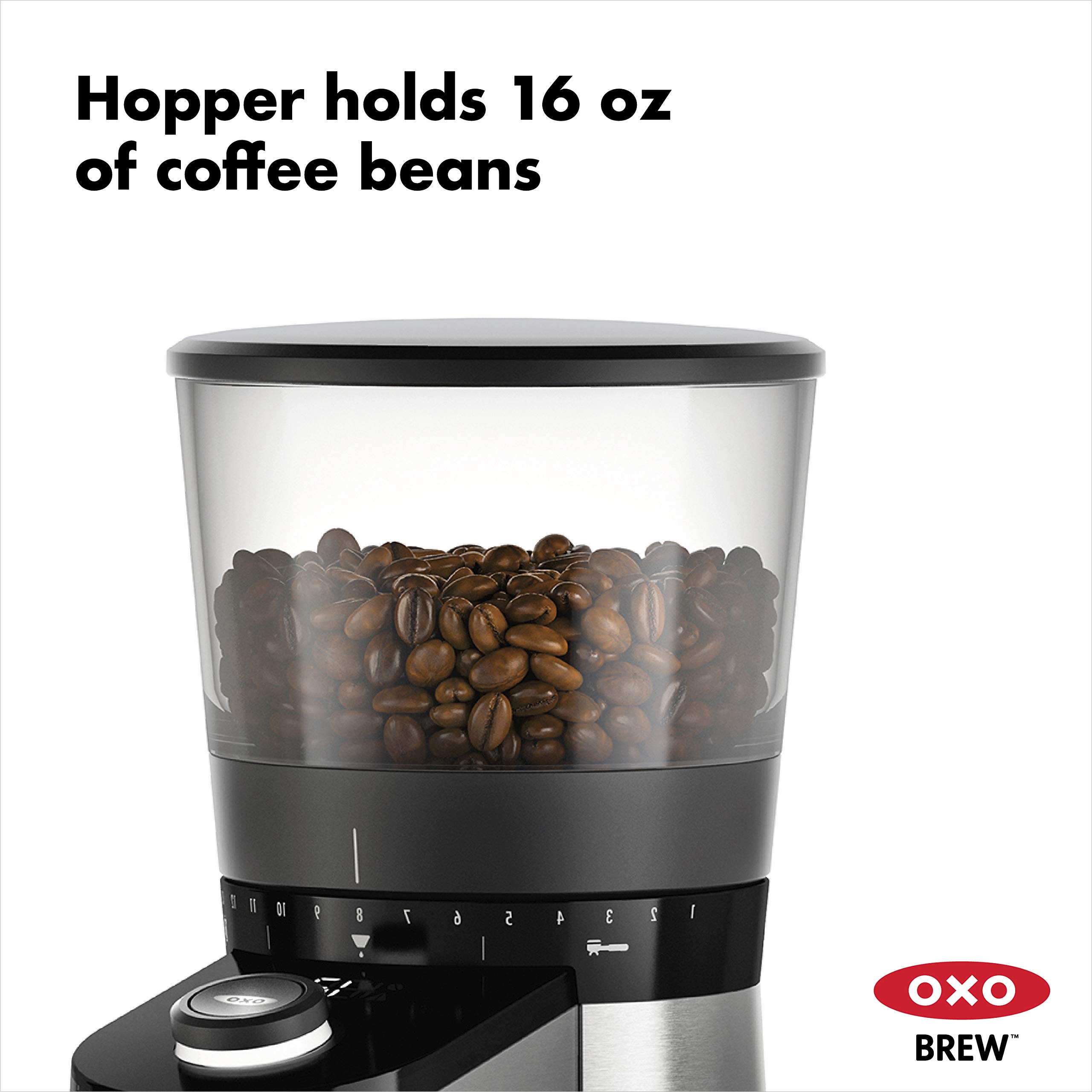 OXO Brew Conical Burr Coffee Grinder with Built-in Scale - Precision Ground Coffee for Espresso, French Press & Cold Brew - Perfect for Home Baristas & Coffee Enthusiasts