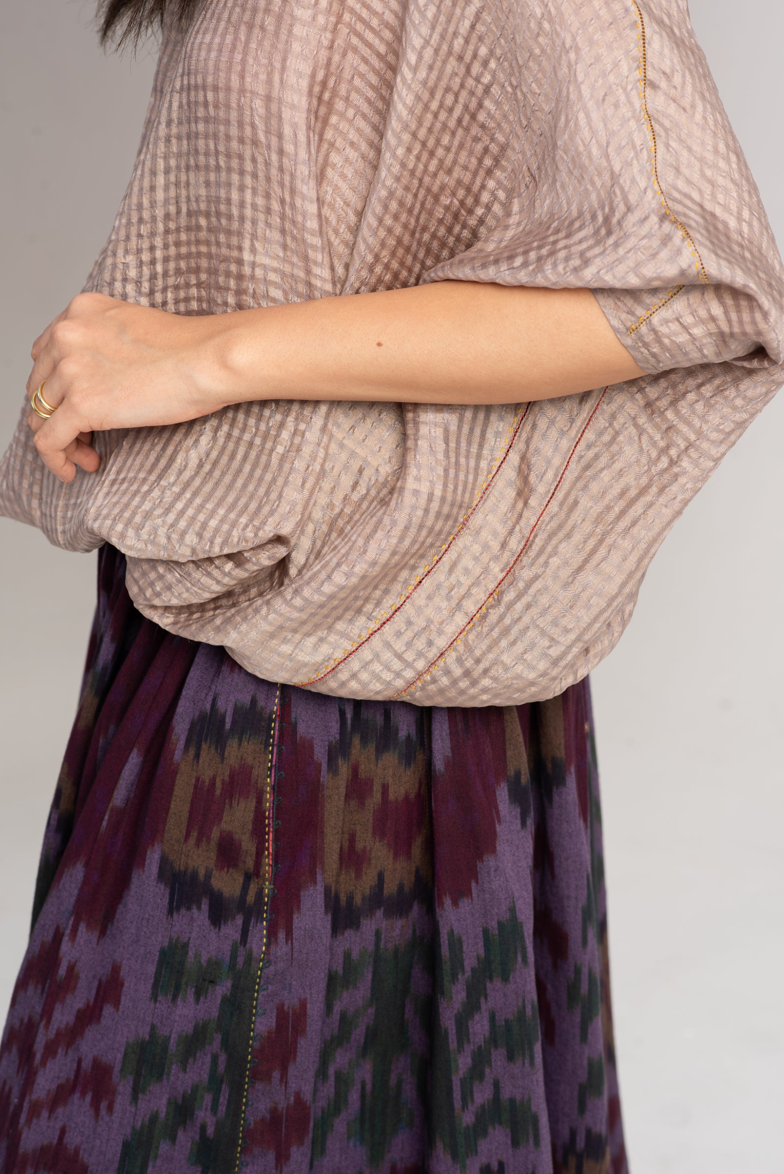 Aasha Silk Check Pale Mauve Shirt - Elegant Women's Blouse for Office Wear & Special Occasions