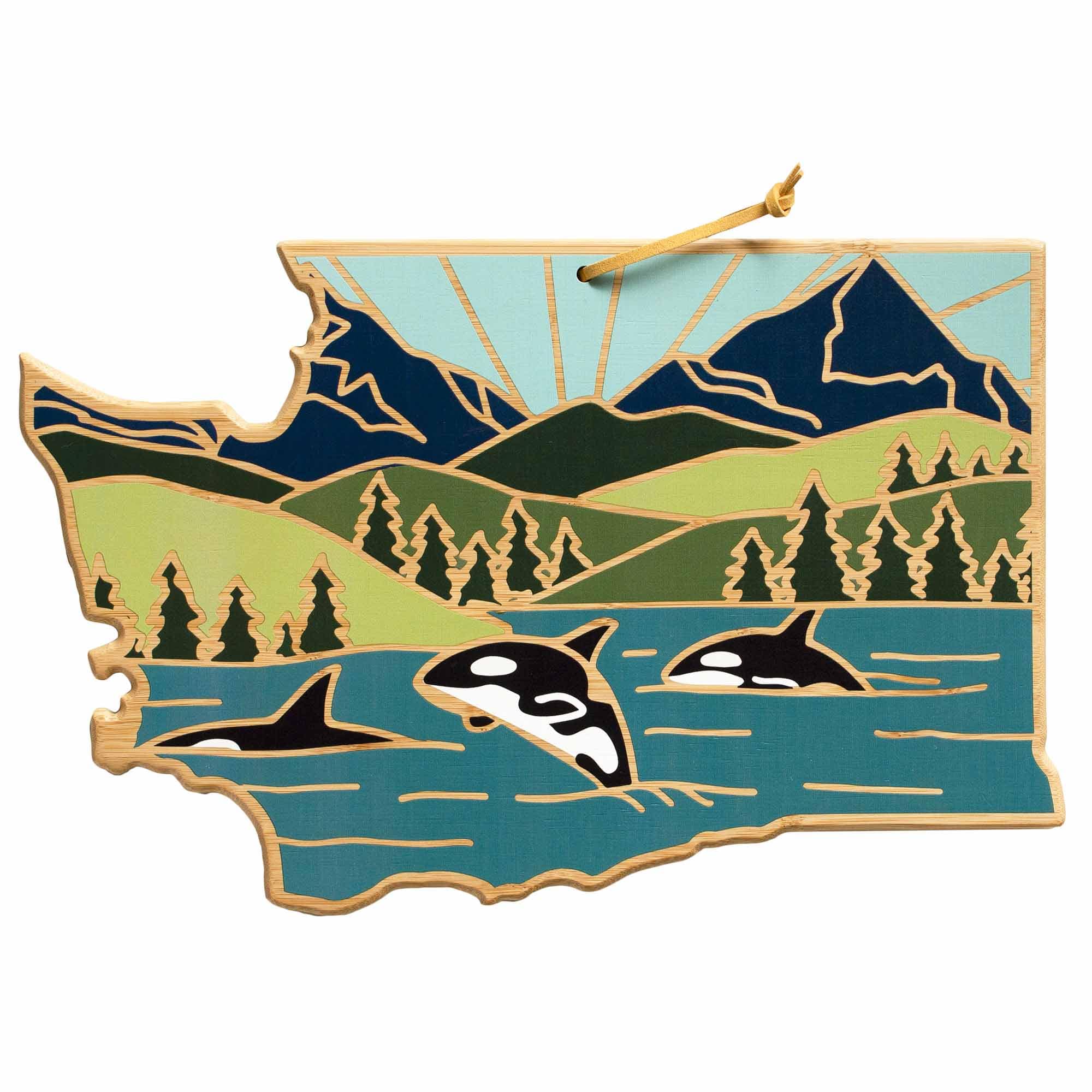 Premium Washington State Themed Cutting Board - Handcrafted Wooden Chopping Board with Summer Stokes Artwork - Perfect for Kitchen, Gift, and Home Decor