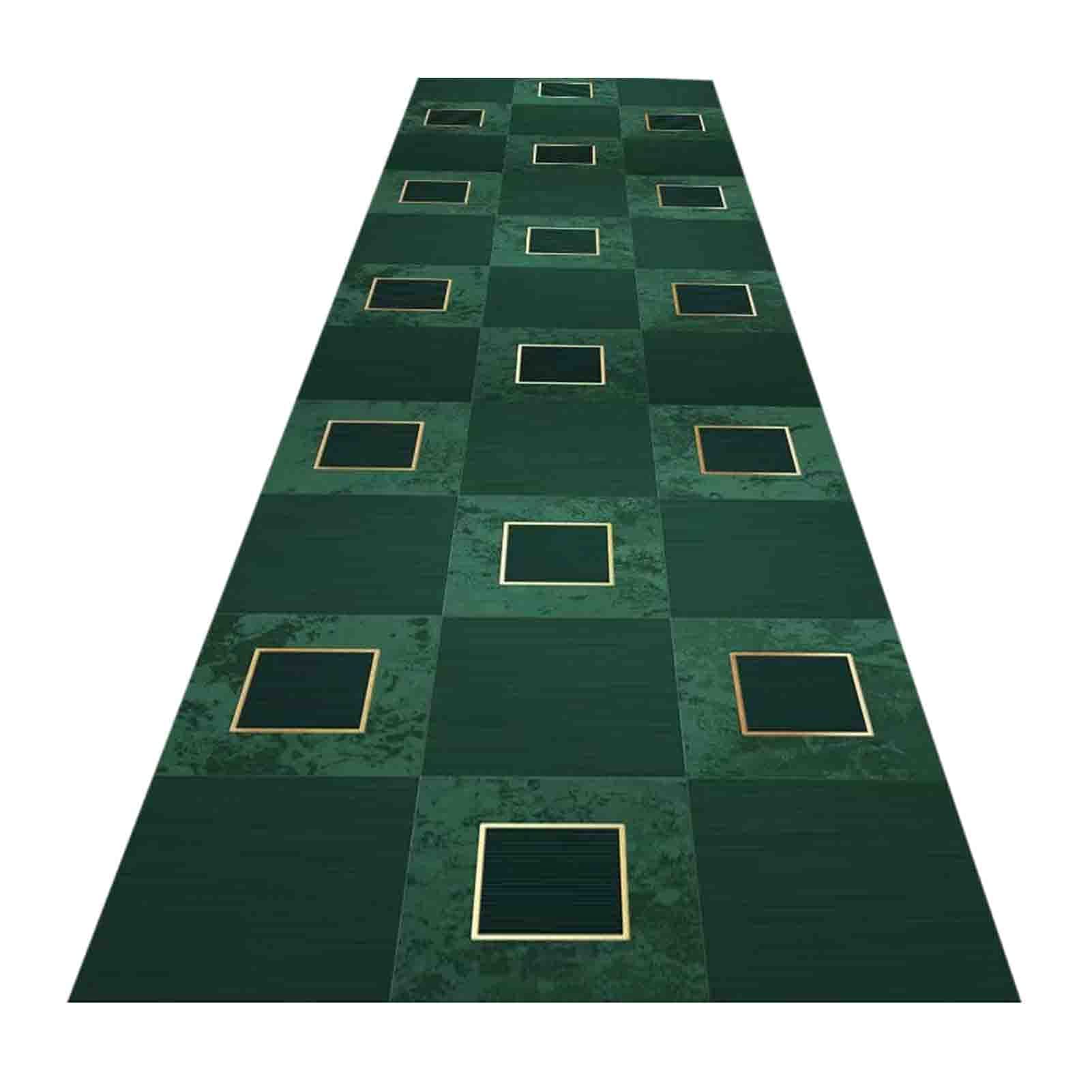 Non-Slip Machine Washable Hallway Runner Rug - 70x350cm Green Cuttable Entryway Carpet for Kitchen, Doorway & High Traffic Areas - Perfect for Home, Office & Apartment Decor
