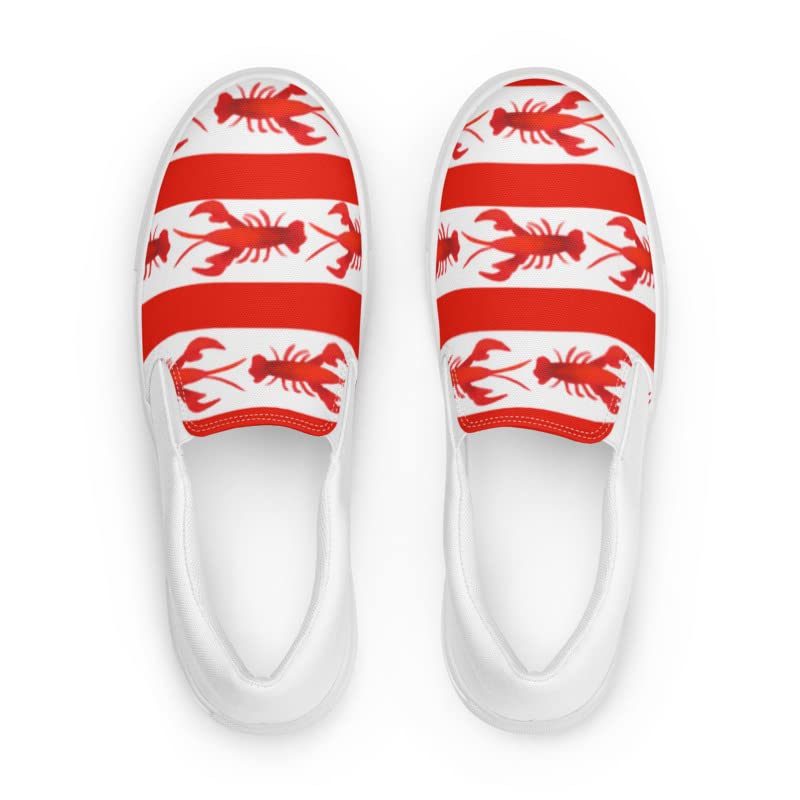 **Handmade Louisiana Crawfish Canvas Slip-On Shoes for Women - Comfortable & Stylish Red Casual Sneakers - Perfect for Festivals, Outdoor Activities & Everyday Wear**