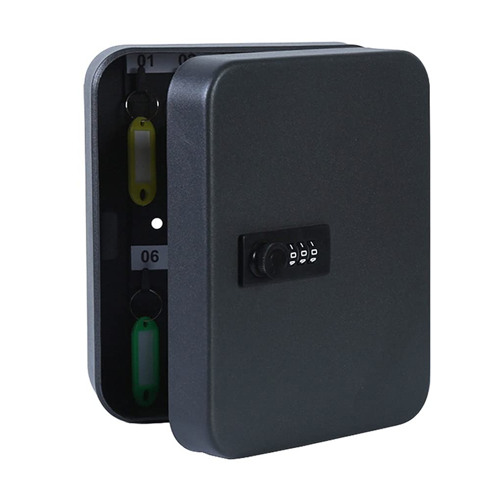 Wall Mounted Key Cabinet with Password Lock - 48-Bit Key Storage Box for Home, Office & Real Estate (30x24x8cm, Black) - Secure Key Management for Property, Car & Kitchen Keys