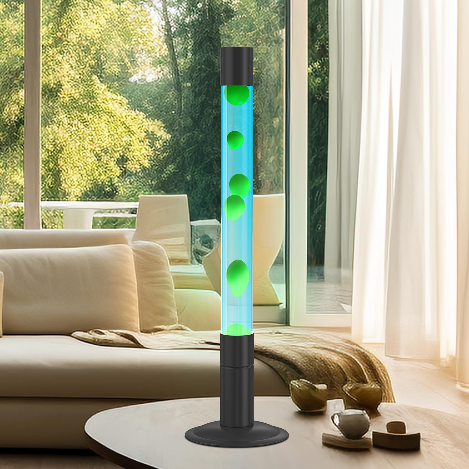 30-Inch Liquid Motion Lamps - Soothing Magma Lamp for Home & Office Decor, Relaxing Mood Light for Living Room, Bedroom, Meditation & Stress Relief (Blue Water with Green Wax)